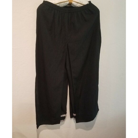 A.D. Originals Women's Size 10 Black High Rise Cropped Overlay Pants Beaded Hem - Picture 2 of 10